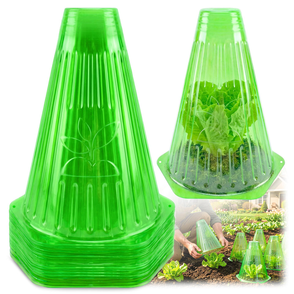 Warmfarm garden cloche with top hole shields seedlings during frost