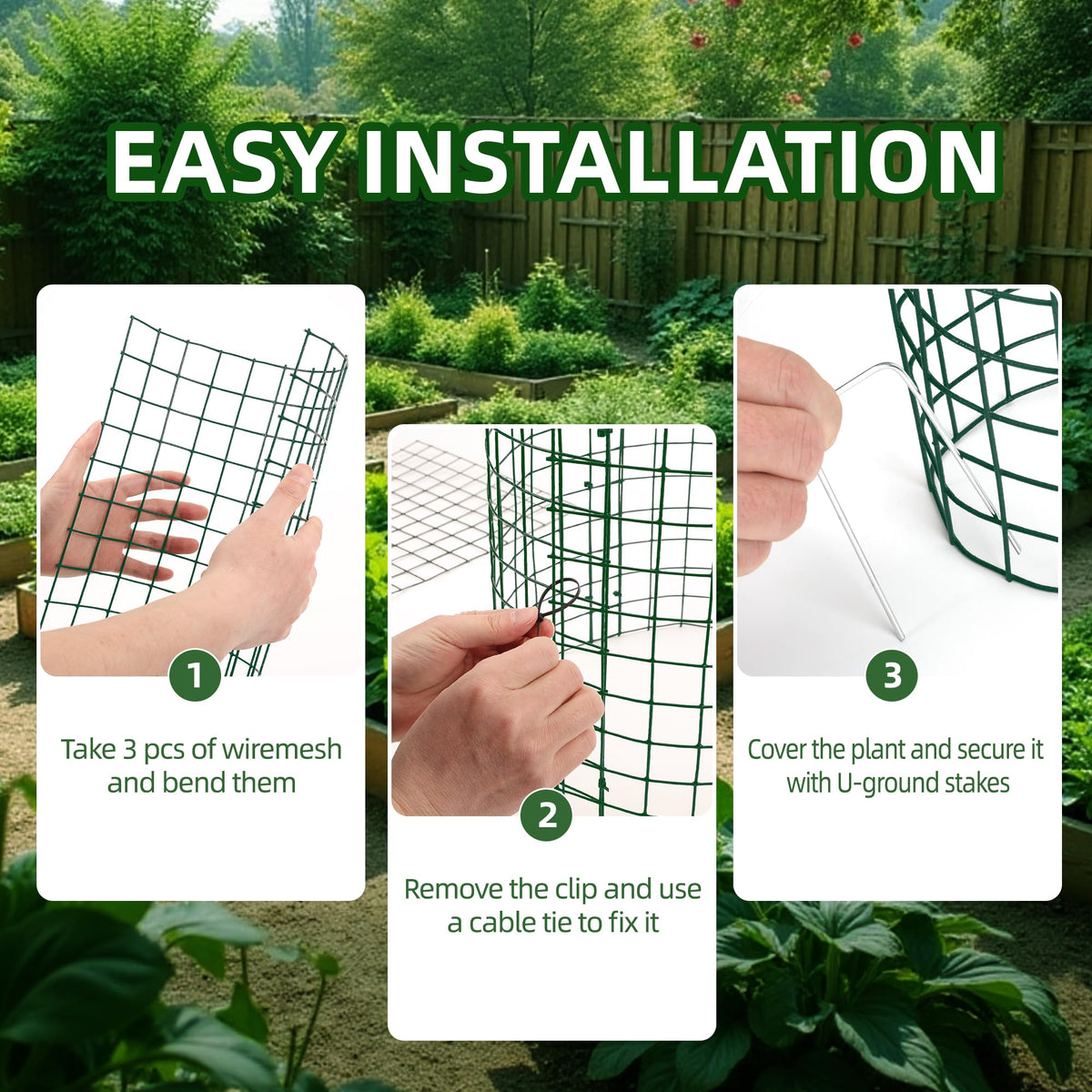 WarmFarm ground stakes provide sturdy support for easy cage installation