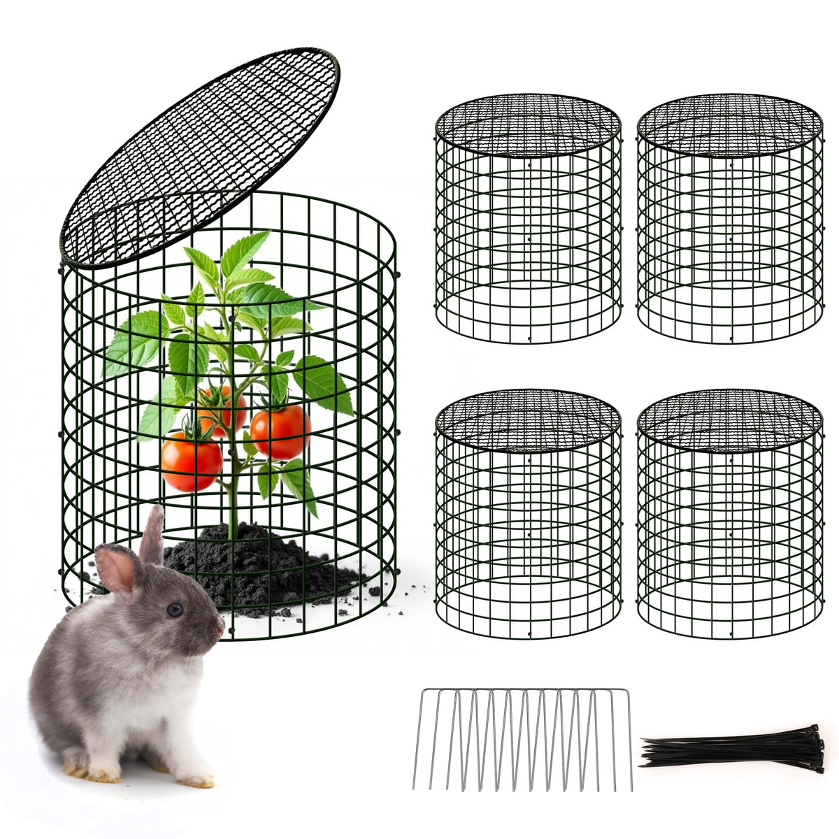 WarmFarm square plant cage assembly for deer protection and airflow