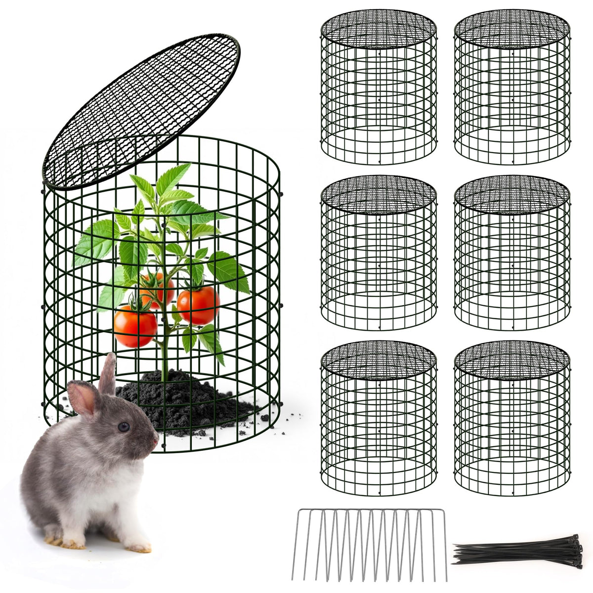 WarmFarm square plant cage protects seedlings from pests while blending with foliage.