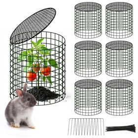 WarmFarm square plant cage protects seedlings from pests while blending with foliage.