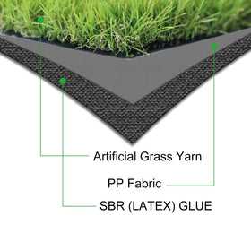 Close-up of WarmShe WS turf showing 1.37” blade height for a soft, natural feel.