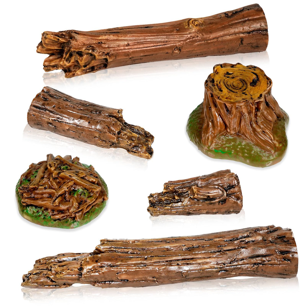 Warmtree artificial tree stump figurine pack6 enhances micro landscapes and train layouts.