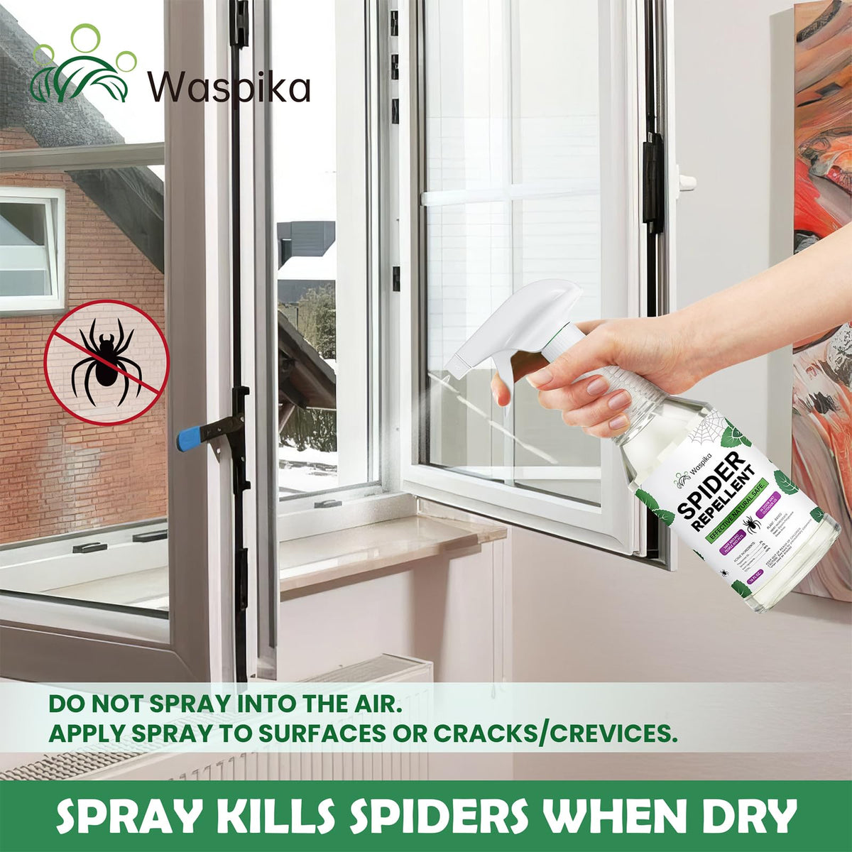 Waspika spray label highlighting natural peppermint formula.