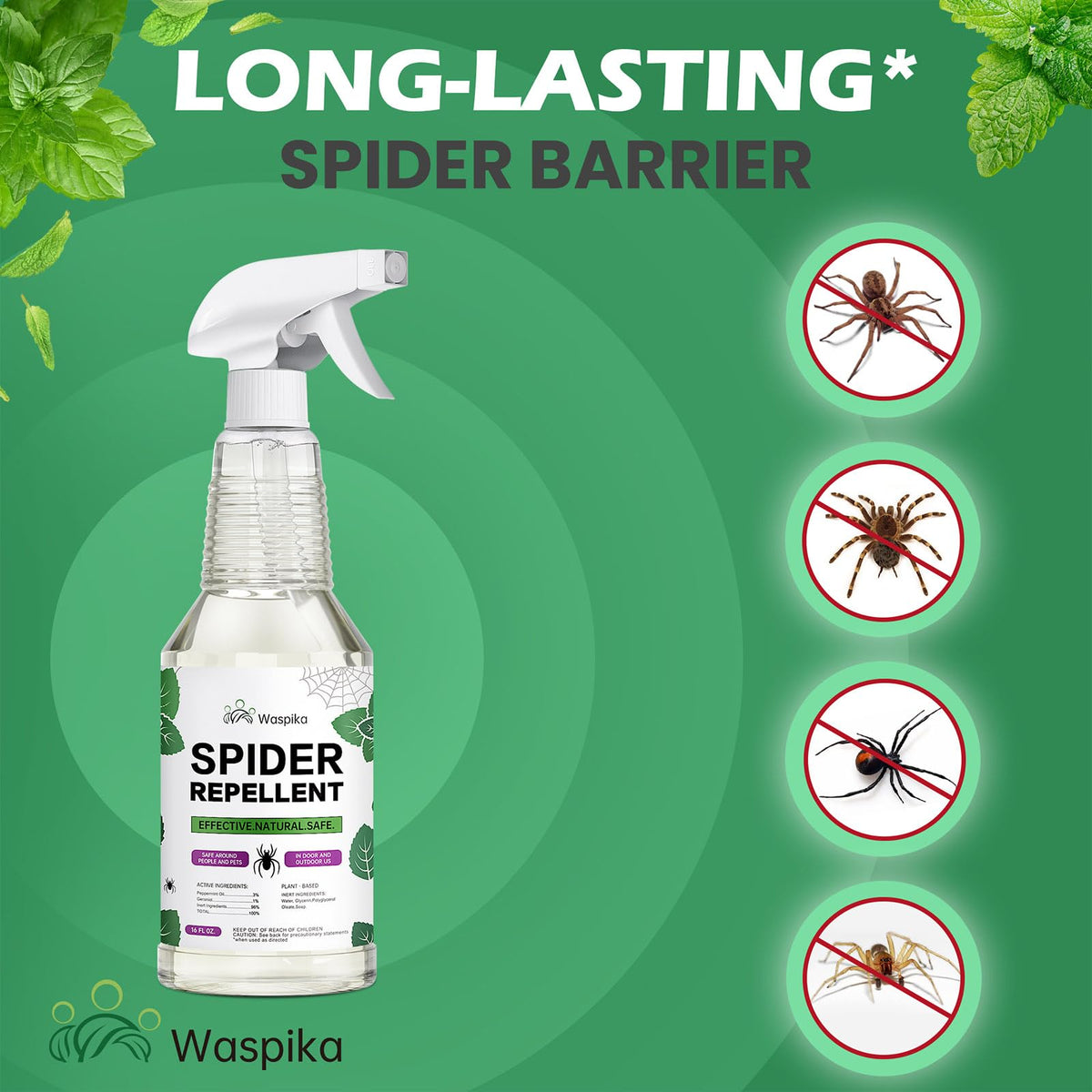 Waspika Peppermint spray featuring pet-safe design for homes.
