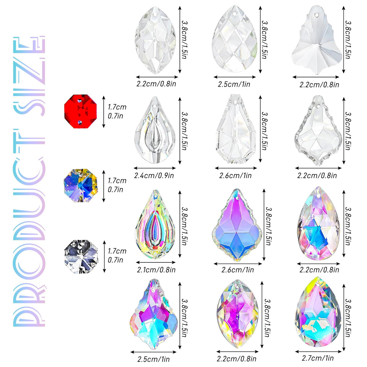 WASTROYAL clear octagonal beads 14mm for versatile suncatchers