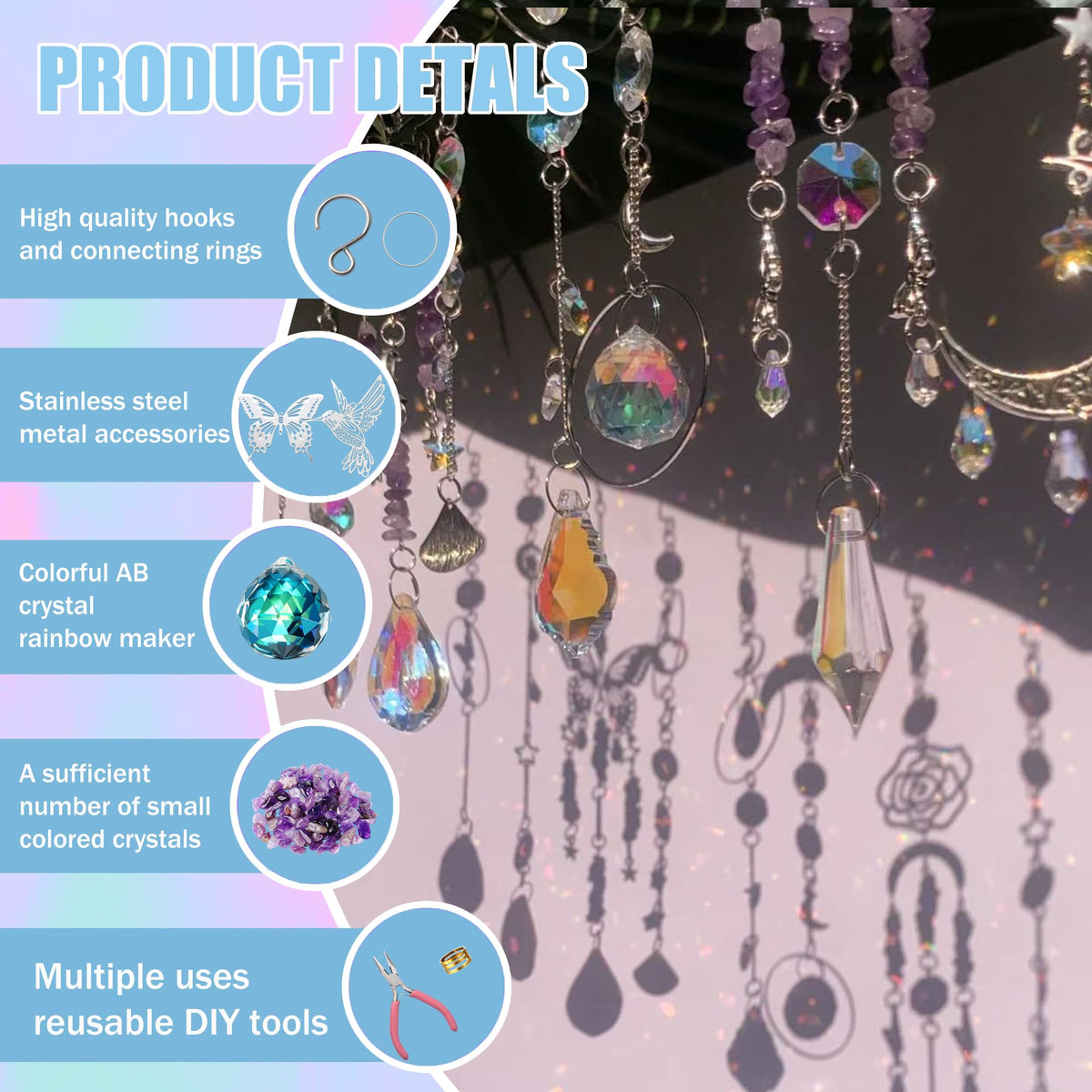 WASTROYAL crystal pendants catching light for delicate hanging decor