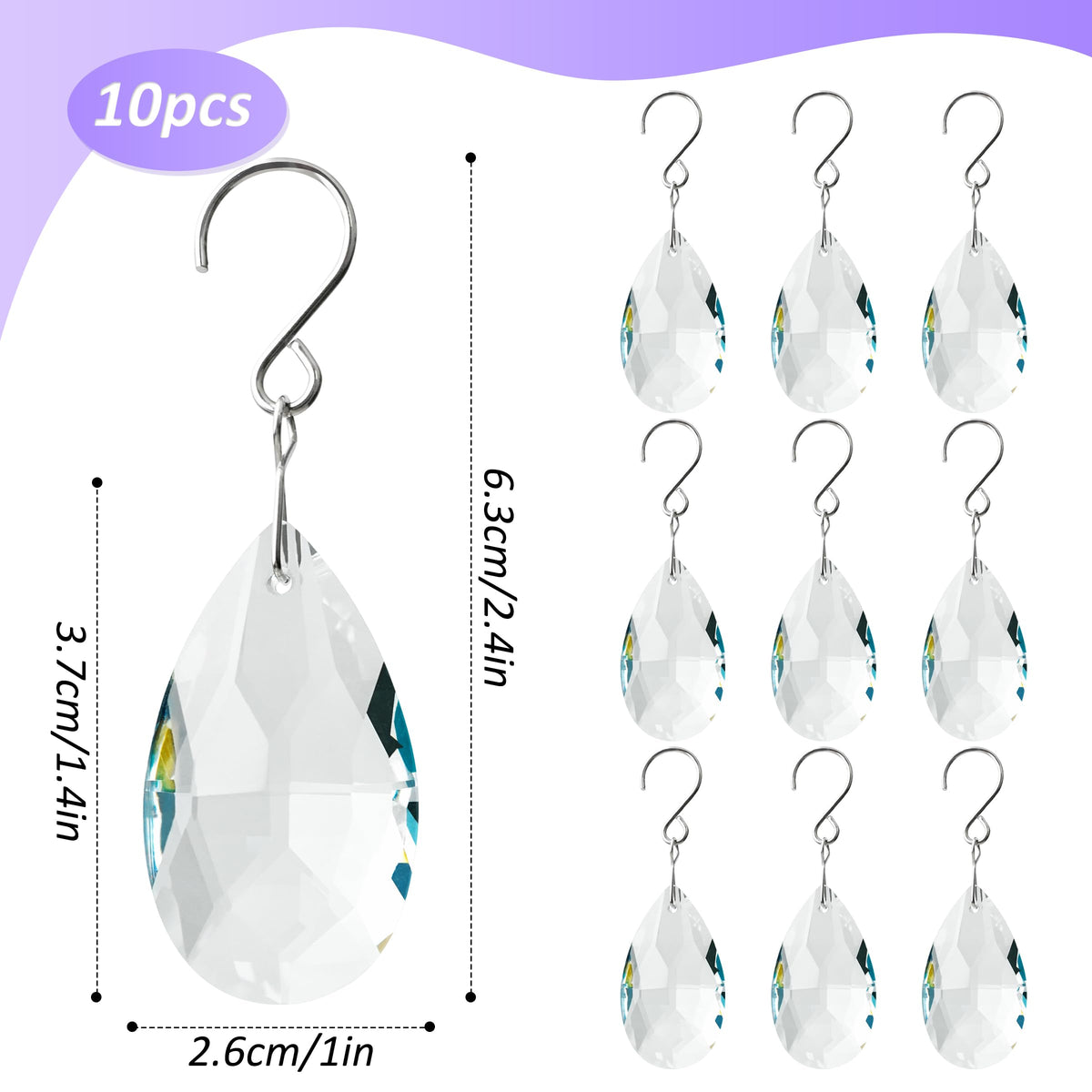 WASTROYAL crystal pendant with hanging ring for easy installation