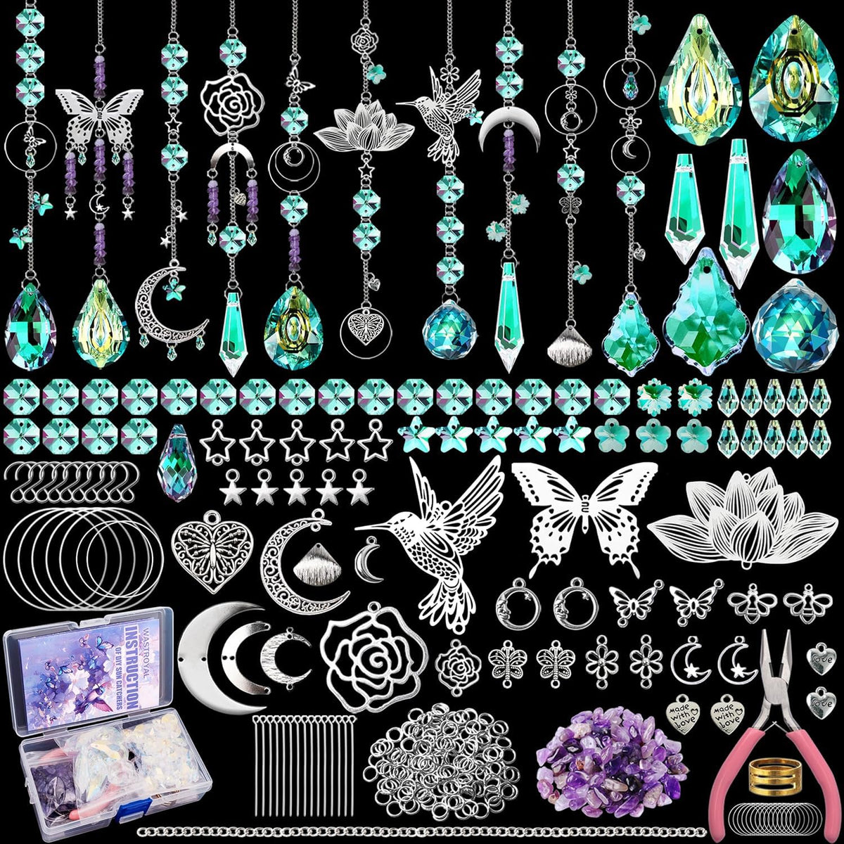 WASTROYAL hummingbird suncatcher kit assembly for sunny window decor