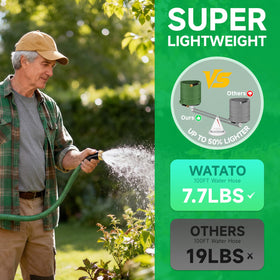 Watato garden hose 100ft 10-function nozzle included for versatile watering.