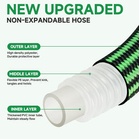 Watato garden hose 100ft brass fittings ensure secure, leak-free connections outdoors.