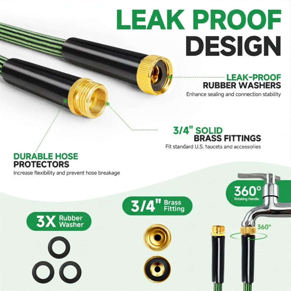 Watato garden hose 100ft kink-free flexible design for easy maneuvering.