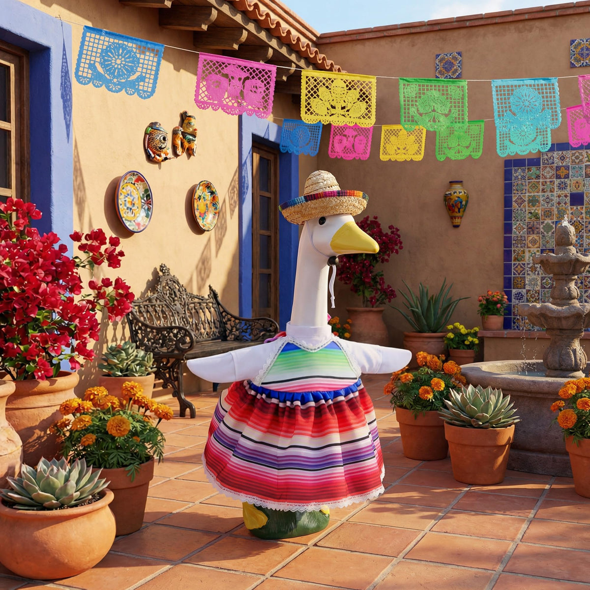 Watayo garden goose clothing adds festive flair to yard displays