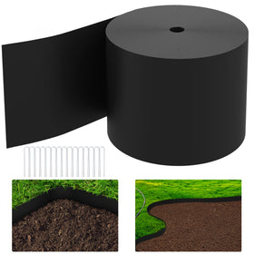 Watayo 50 ft grass barrier edging coil along lawn edge for neat, weed-free borders.