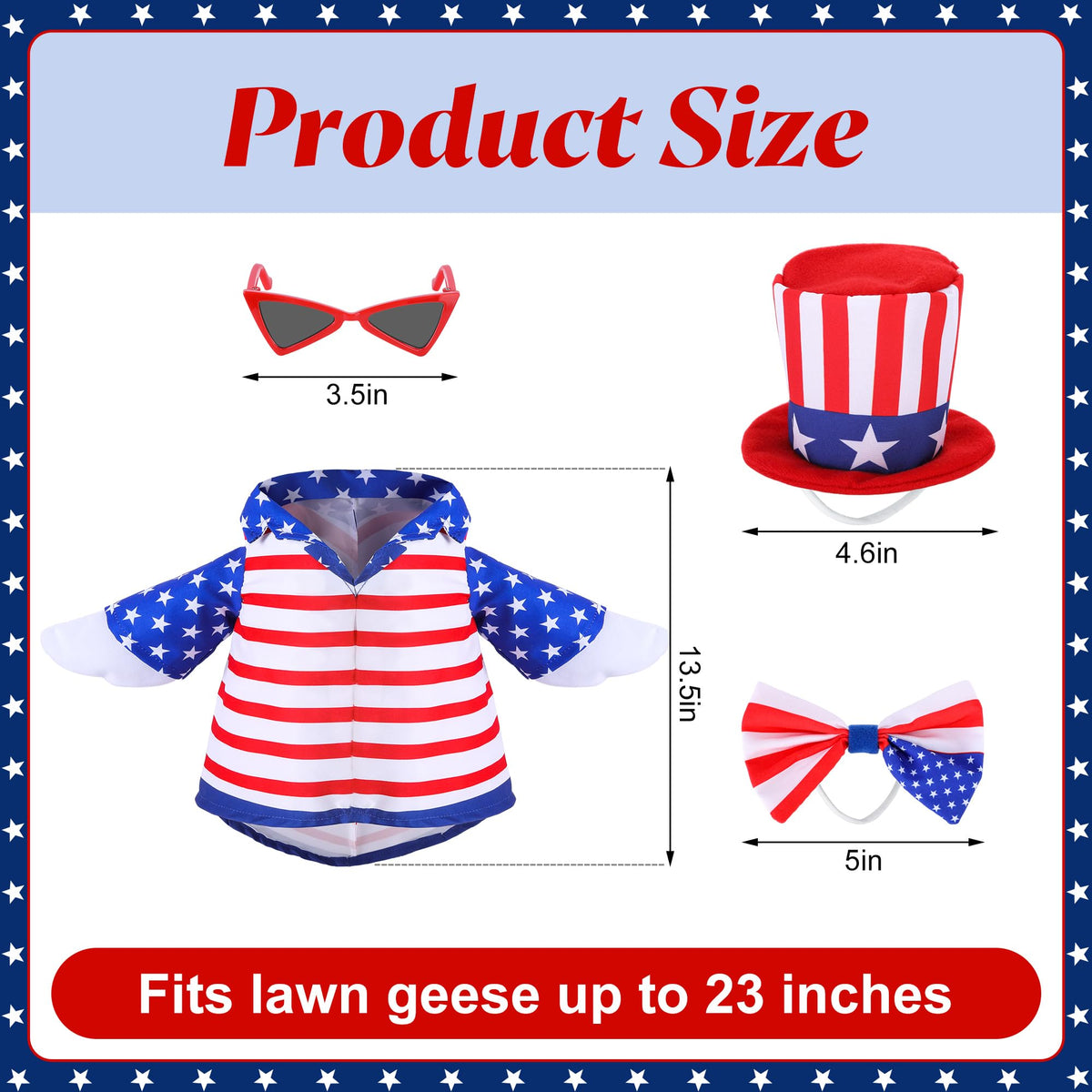 Watayo patriotic goose outfit bow tie adds festive character to gardens.