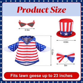Watayo patriotic goose outfit bow tie adds festive character to gardens.