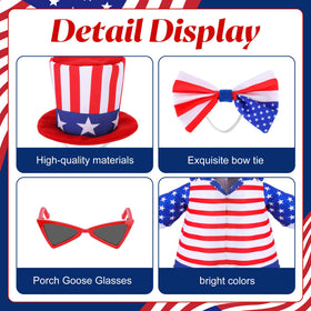 Watayo patriotic goose outfit glasses complete the Fourth of July look.