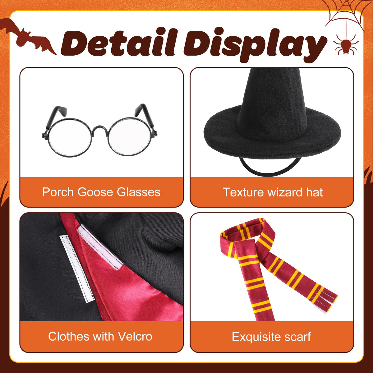 Watayo witch scarf red yellow enhances holiday ambience for goose statue
