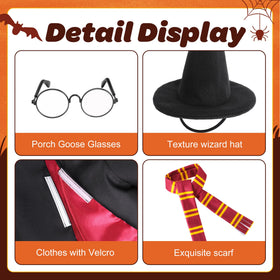 Watayo witch scarf red yellow enhances holiday ambience for goose statue
