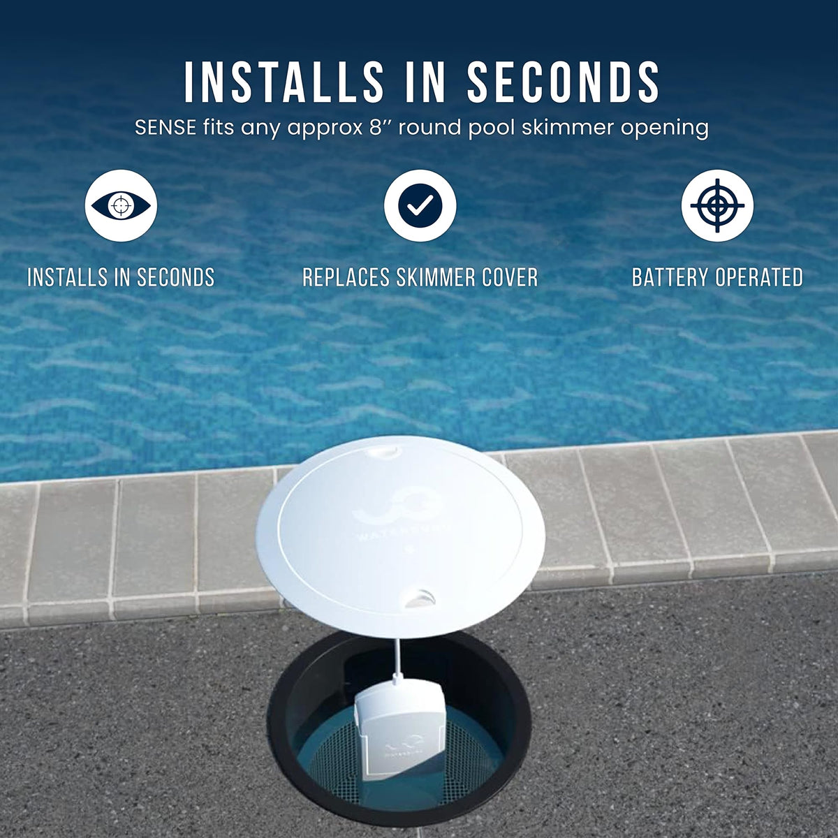 WaterGuru Sense S2 adapter options for various skimmer shapes.