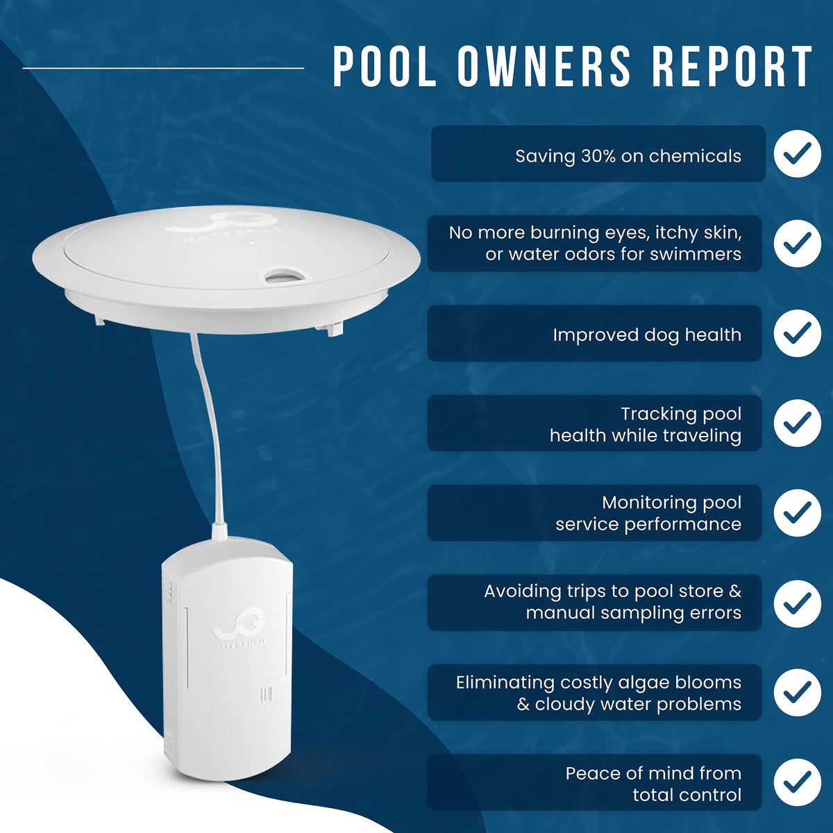 WaterGuru Sense S2 installed in a skimmer for quick, tool-free setup.