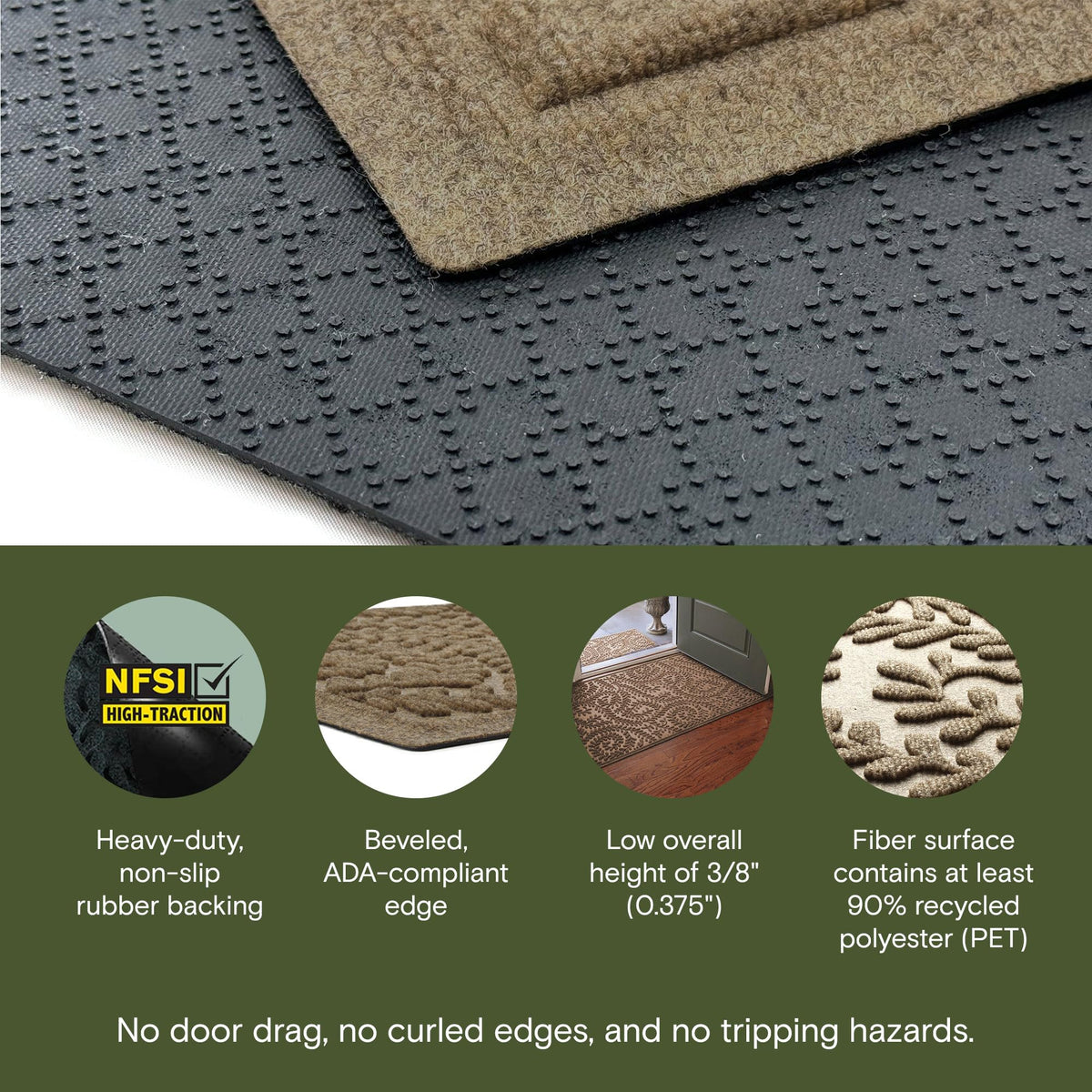 WaterHog Boxwood outdoor-ready mat with border features in action.