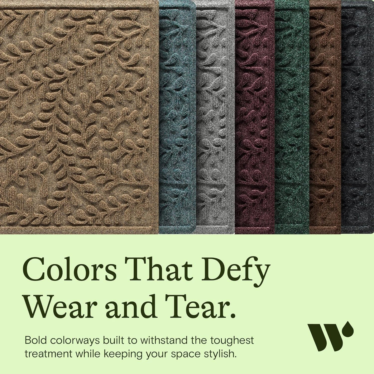 WaterHog Boxwood rubber backing detail emphasizes slip resistance.