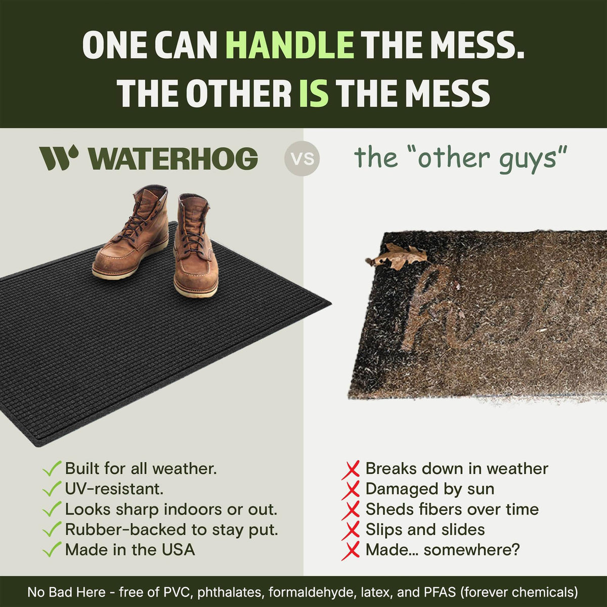 WaterHog Squares charcoal 23x35 size for low-profile entryways