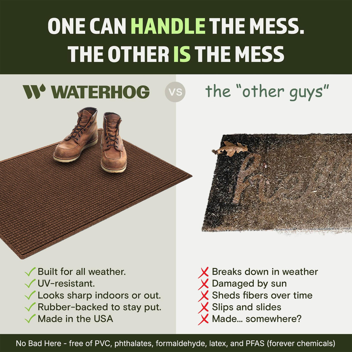 WaterHog Squares front door mat dirt-trap ridges collect debris before it enters