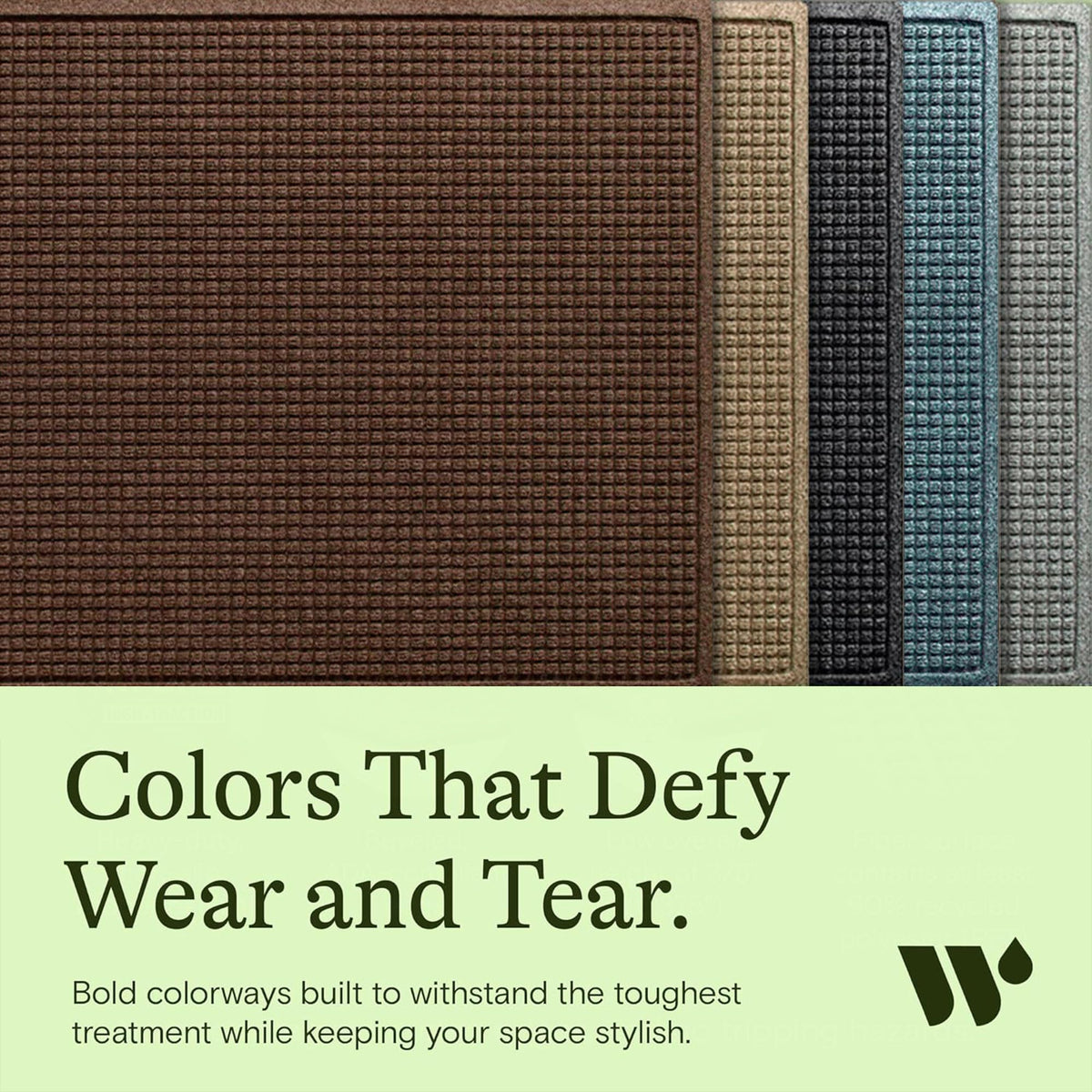 WaterHog Squares front door mat PET fibers up to 90% recycled materials