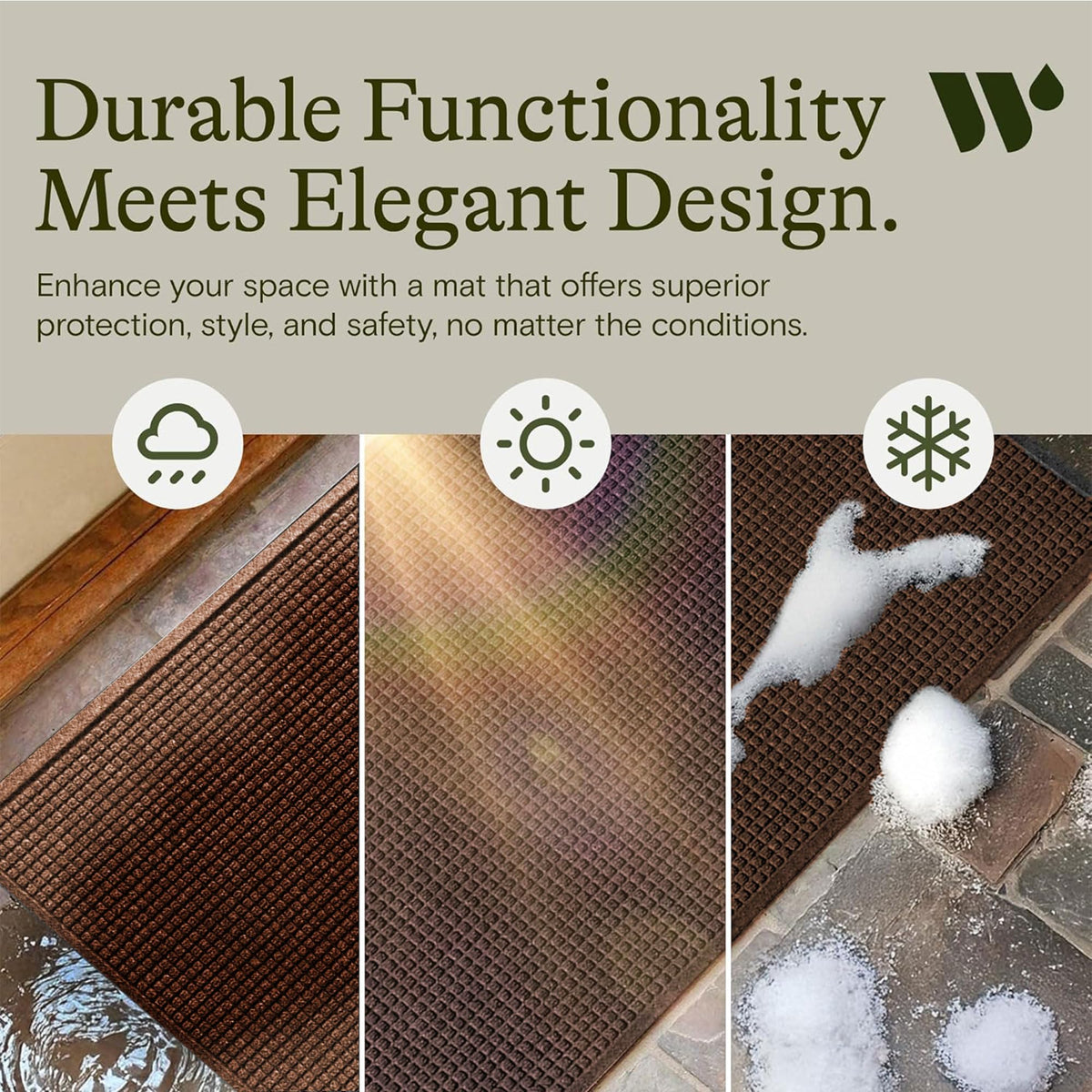 WaterHog Squares front door mat USA-made construction reflects quality and local manufacturing