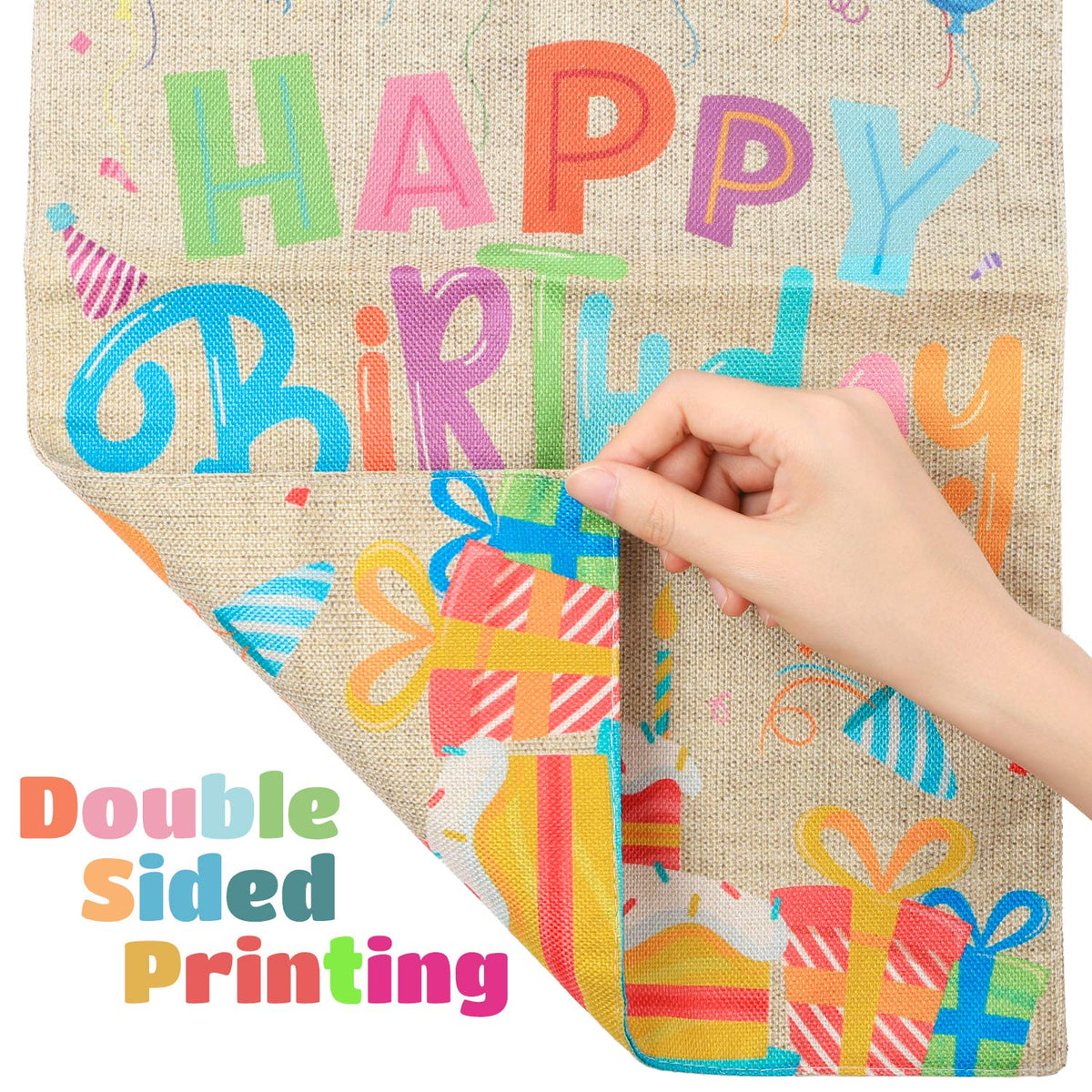WATINC birthday cake and balloons flag ideal for festive celebrations.