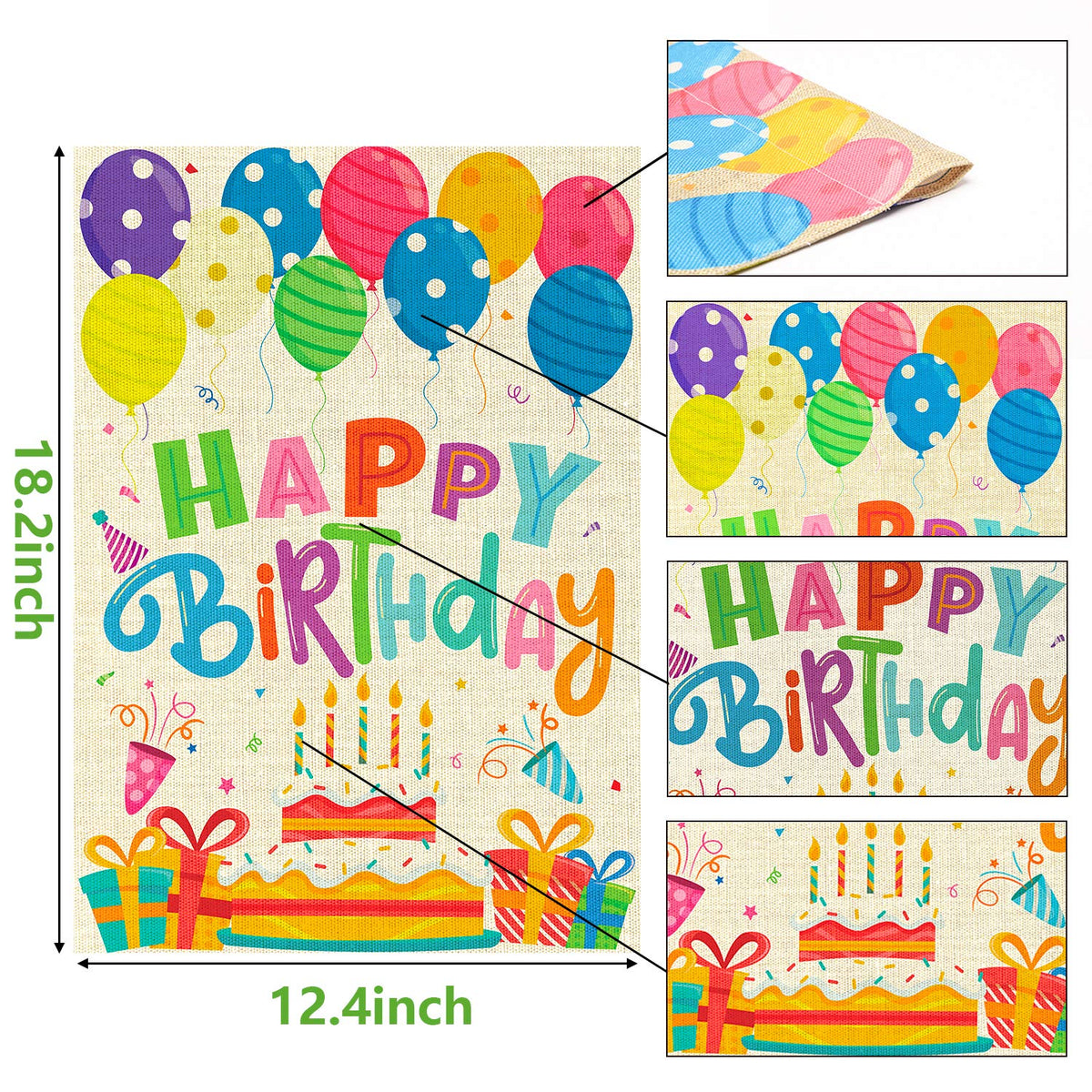 WATINC double-sided birthday flag graphic for versatile party styling.