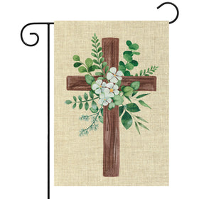 WATINC eucalyptus cross garden flag front view adds seasonal charm to porches