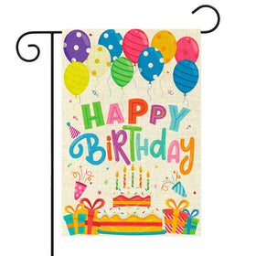 WATINC Happy Birthday garden flag burlap for outdoor display.