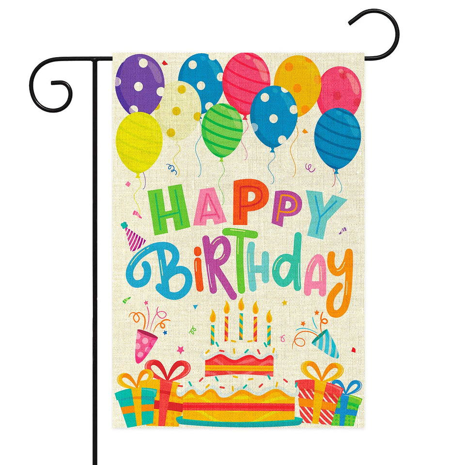 WATINC Happy Birthday garden flag burlap for outdoor display.