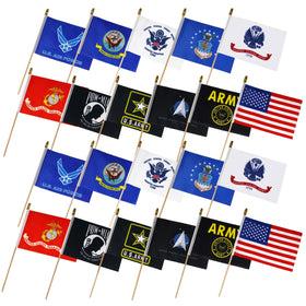 WATMTIN 22-pack mini military flags for patriotic display at events.