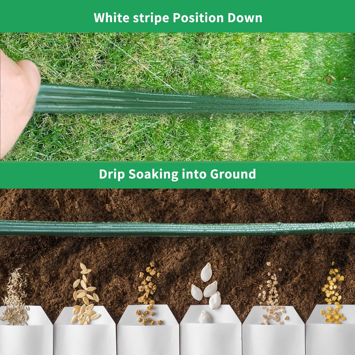 WATOO flat hose with holes for gentle irrigation.