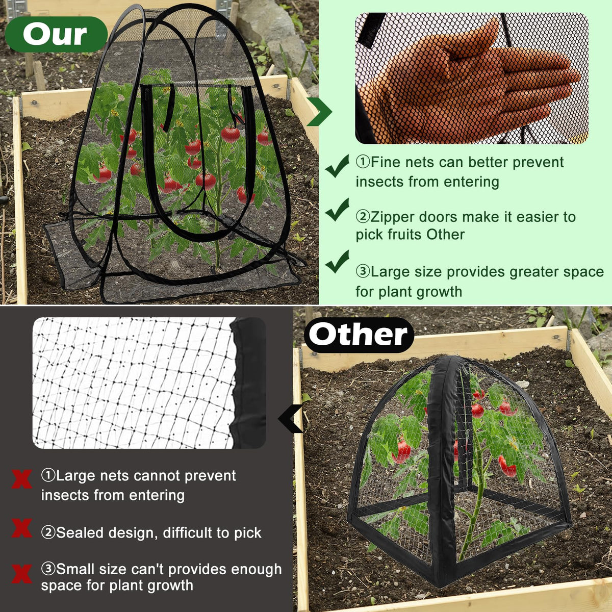 Waybas fine mesh shield lets light and water reach plants.