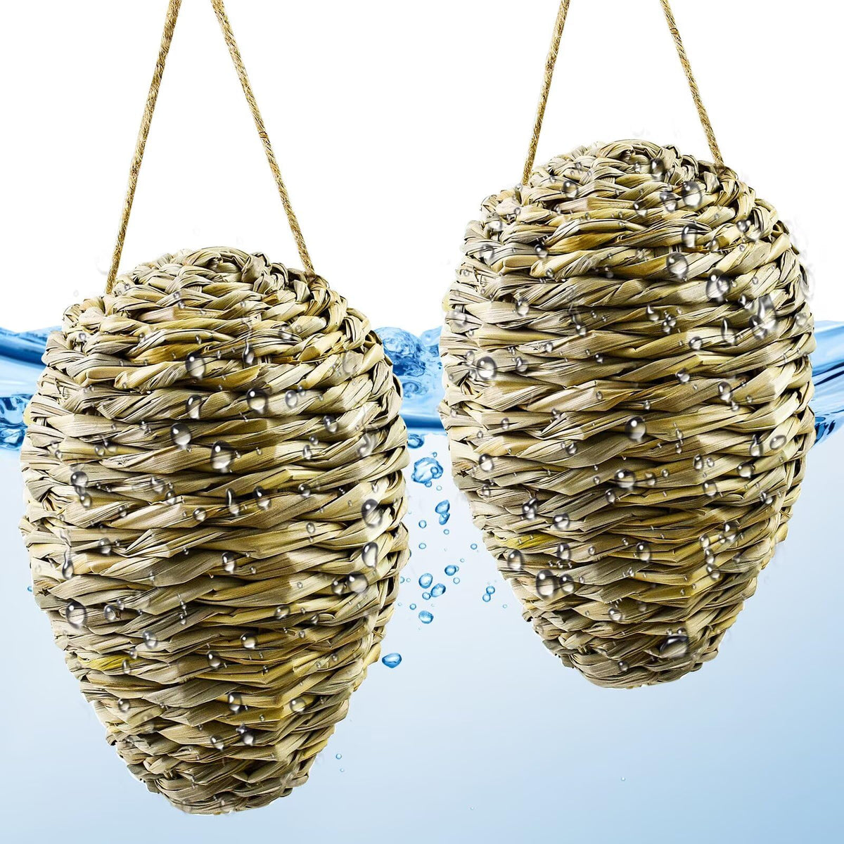 Waybas woven reed wasp nest deco front view shows rustic outdoor decor for porch