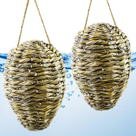 Waybas woven reed wasp nest deco front view shows rustic outdoor decor for porch