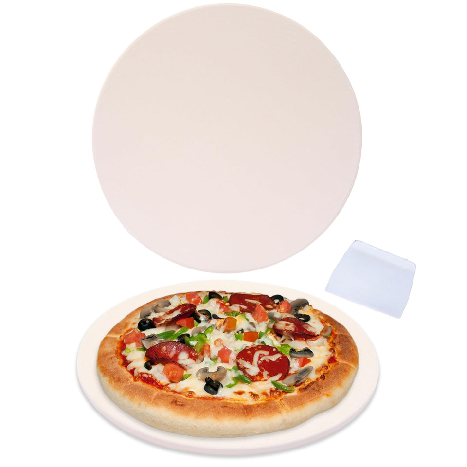 Waykea 9-inch round pizza stone on toaster oven for crisp crust and even browning