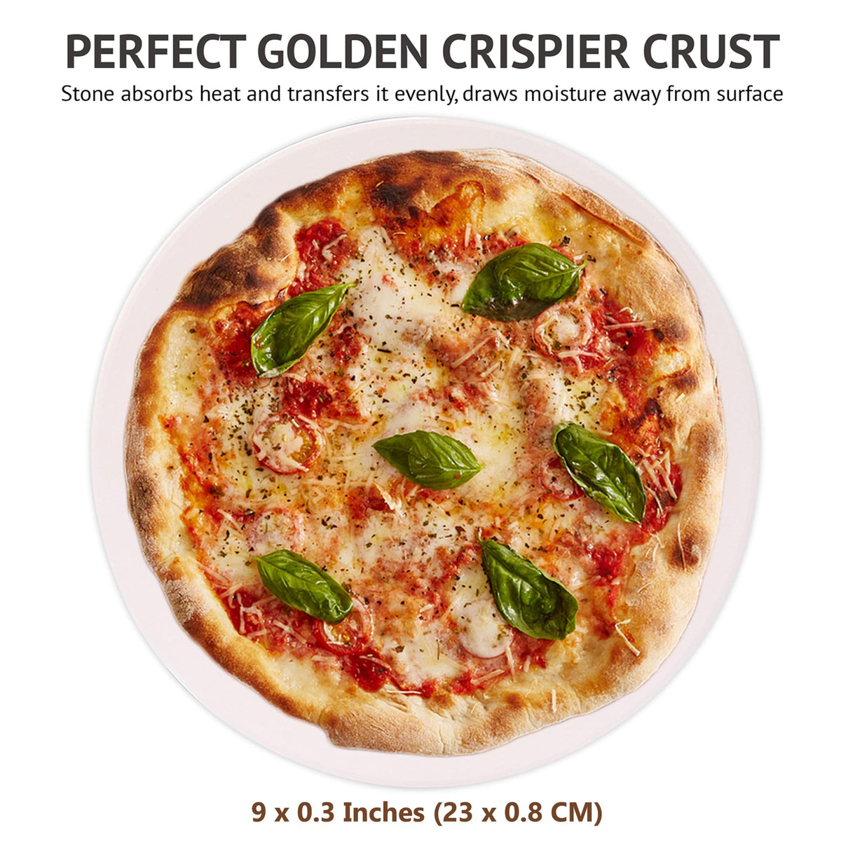 Waykea cordierite pizza stone used in oven or grill for consistent baking