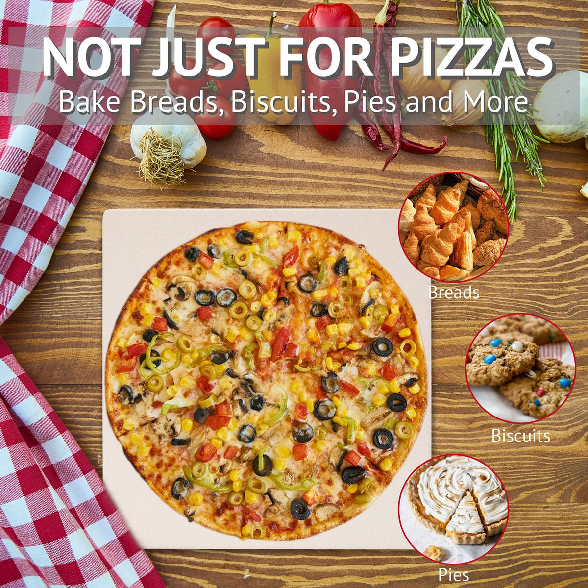 Waykea toaster-oven-ready stone delivers quick, crisp edges for pizzas.