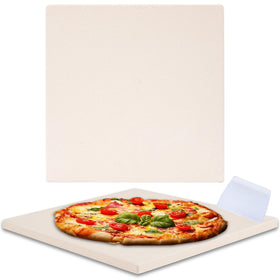 Waykea pizza stone on an oven rack for even heat and crispy crust.