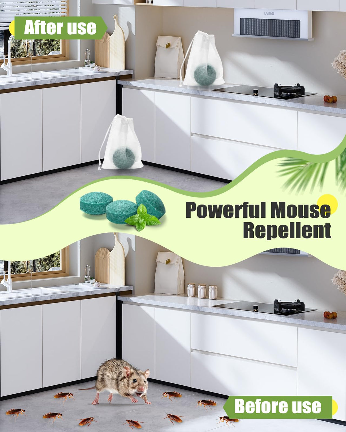 Waysla kitchen and storage protection with peppermint scented deterrent.