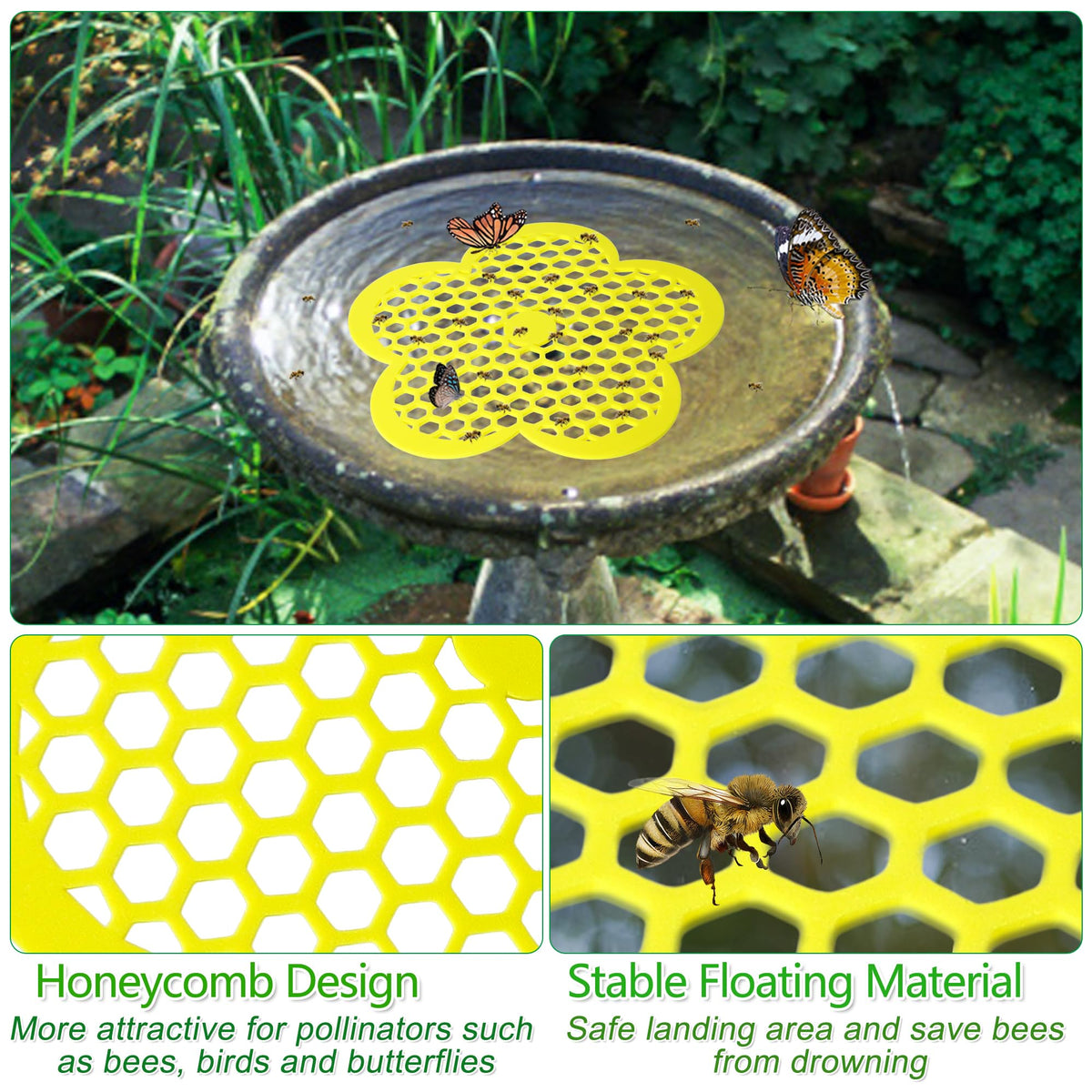 Wazitin four-pack of bee islands for pond use.