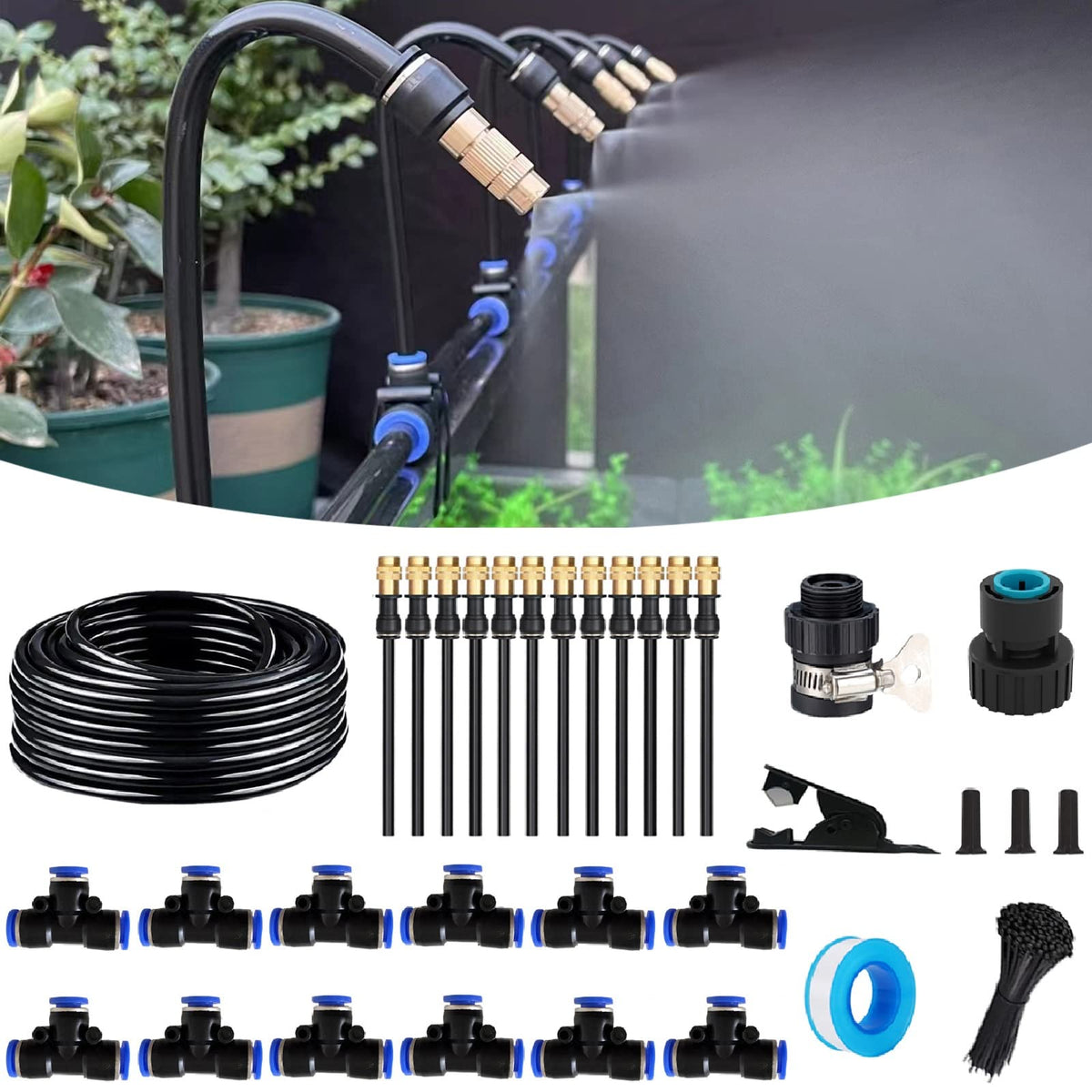 WCBMIRRI 50ft drip kit assembled for efficient, water-saving irrigation across garden beds.