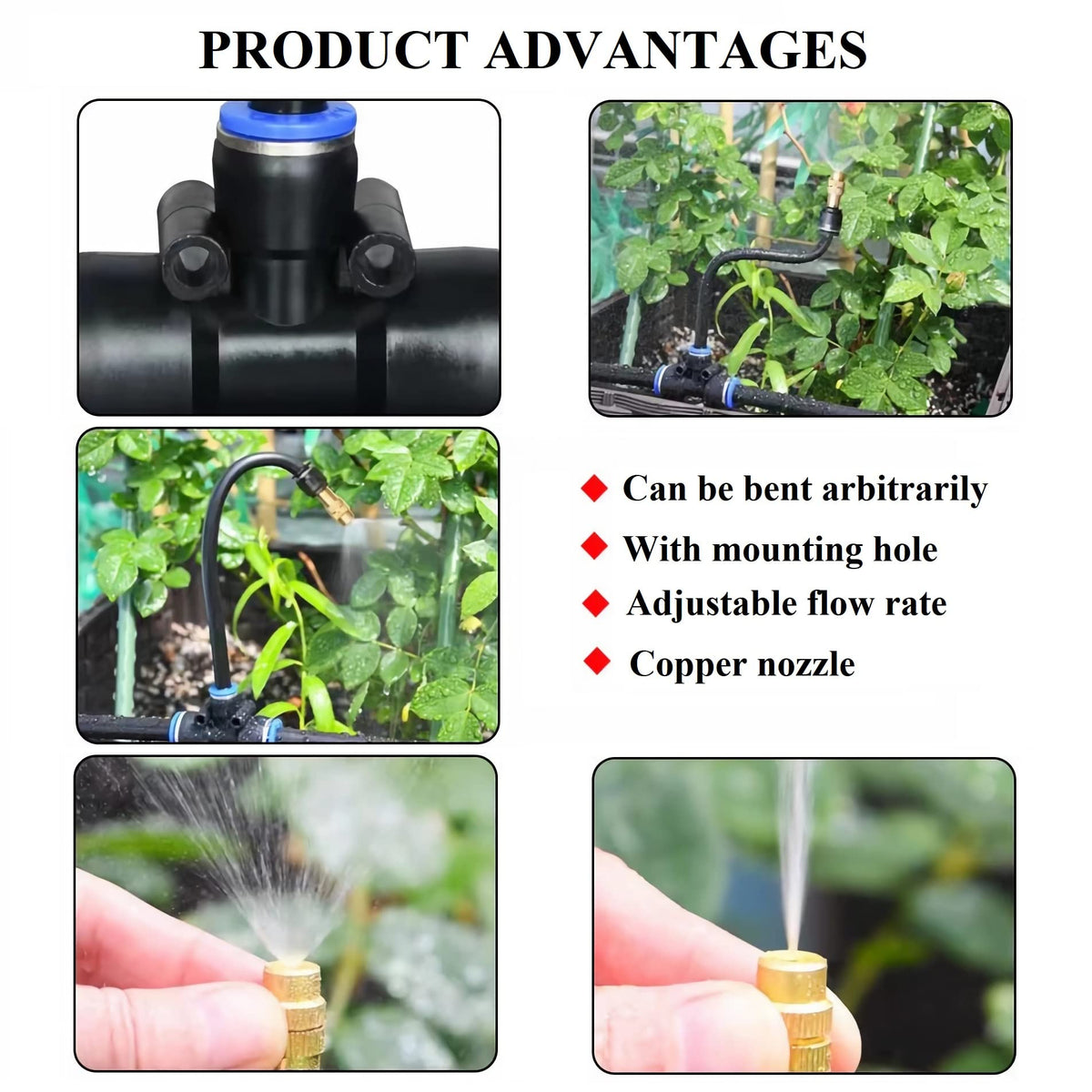 WCBMIRRI adjustable droppers let you tailor flow and spray radius for different plants.