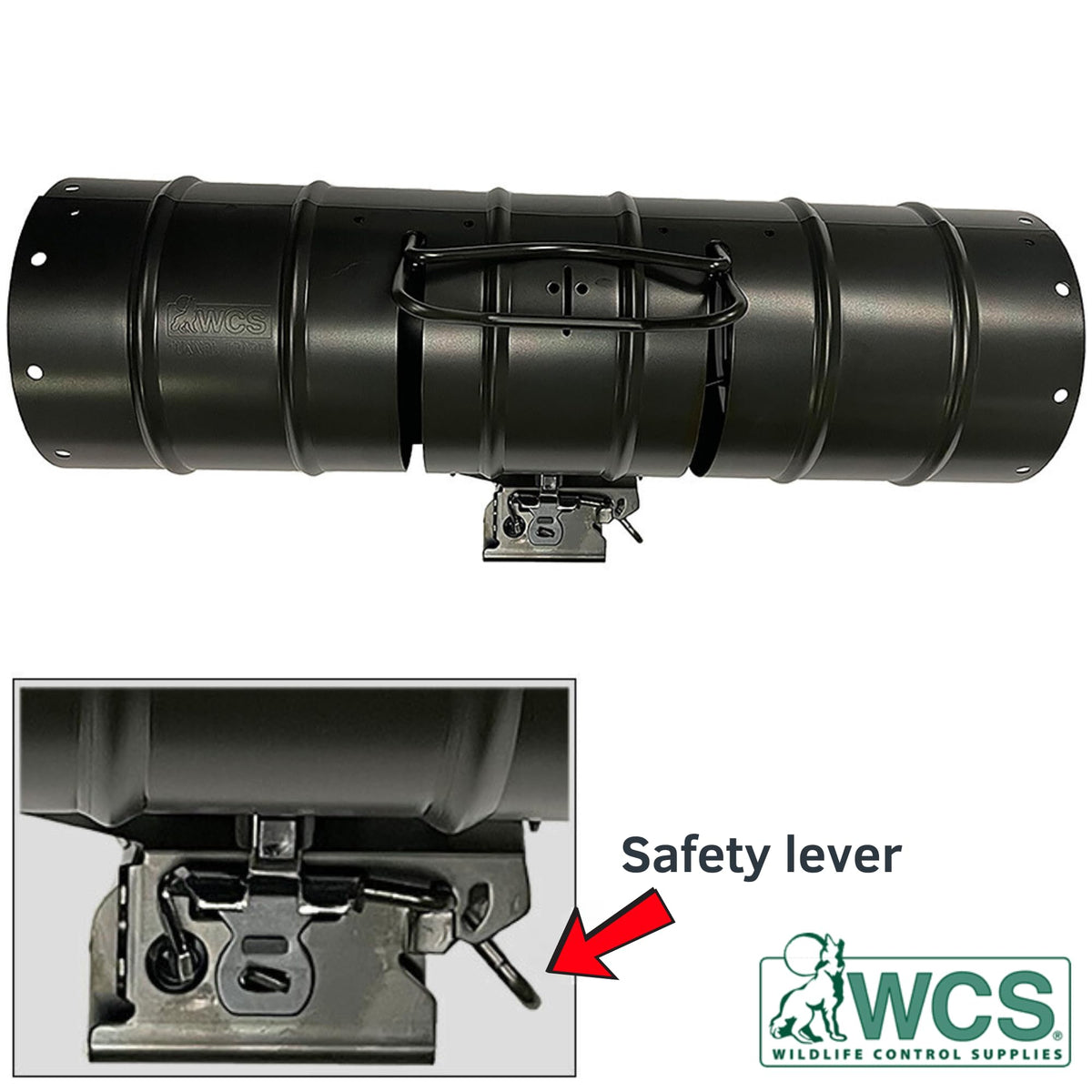 WCS Easy Set Tube Squirrel Trap side view showing rugged outdoor build